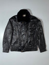 Elite Black Leather Jacket with Faux Fur Collar (L/XL)