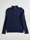 Polo Ralph Lauren Navy Cable Knit Quarter Zip Sweater (S/M)