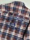 5th Street Premium Patch Embroidered Plaid Flannel Shirt – Brown/Navy (S)