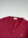 Lacoste Classic V-Neck Knit Sweater – Raspberry Red (S)
