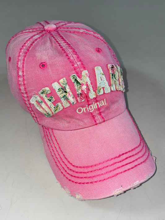 Robin Ruth Denmark Original Distressed Pink Cap with Floral Lettering (Adjustable)