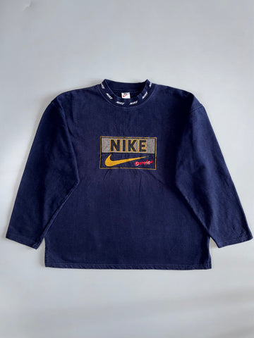 Nike | Vintage “Nike Service” Embroidered Long Sleeve Tee | Navy (2XL/3XL)