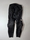 Vintage Polo Road Black Leather Motorcycle Pants – Ribbed Knee Panels, Biker Trousers  (W:34) (L:43)