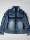 Y2K FUBU Jeans Collection Zip-Up Denim Moto Jacket (M)