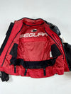 Segura Black, White & Red Leather Motorcycle Racing Jacket – Racing Technology Logos Padded(S)