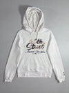 The 5th Street American Blue Jeans White Hoodie with Plaid Script Applique (S)