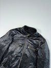 Vintage OWK Black Leather Zip-Up Racer Jacket (M)