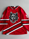 Vintage Wolves Hockey Jersey – Red/Black, Athletic Knit (XL)
