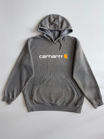 Carhartt Logo Pullover Hoodie Grey Loose Fit (2XL)