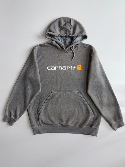 Carhartt Logo Pullover Hoodie Grey Loose Fit (2XL)