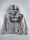FireStar | Y2K Wing Graphic Zip-Up Hoodie | Grey Marl (XL)