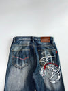 Sheng Yue Han Dragon Embroidered Baggy Jeans(W:30 |L:37)