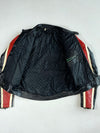 Vintage 80s Jumbo Red, Black & White Leather Racing Jacket – Elephant Logo Patch (XS)