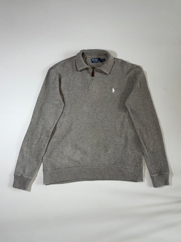 Polo Ralph Lauren Quarter-Zip Knit Collar Pullover – Heather Grey(XL/2XL)