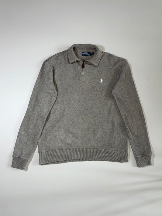 Polo Ralph Lauren Quarter-Zip Knit Collar Pullover – Heather Grey(XL/2XL)