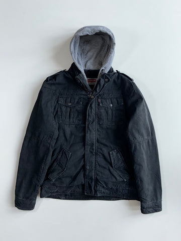 Vintage Levi’s Sherpa-Lined Hooded Field Jacket Black Vintage M-65 Style (XL)