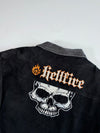 Vintage Hellfire Black Canvas Patch Biker Jacket (2XL)