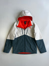 The North Face Insulated Colorblock Hooded Jacket White Slate Blue Orange Lining (M)