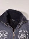 Jizo-Bosatsu Japanese Embroidered Sherpa-Lined Zip Jacket "Grace & Fury" – Charcoal/Black (M)