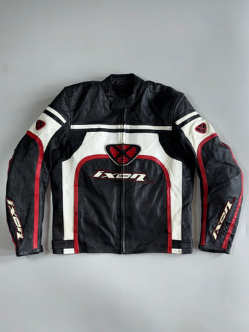 Ixon Fearless Leather Motorcycle Racing Jacket (Paded) (M)