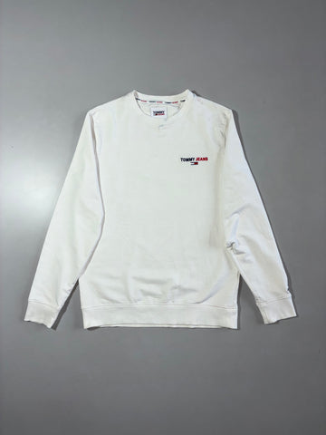 Tommy Jeans | Embroidered Logo Crewneck Sweatshirt | White (M)