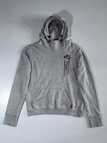 Nippon Blue Japanese Graphic Hooded Embroidered Sweatshirt (Grey) (M/L)