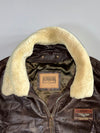 Vintage Redskins Leather Flight Bomber Jacket | Shearling Collar Detachable| G-1 Style (XL/2XL)