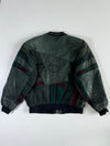 Vintage Green Suede Leather & Knit Panel Bomber Jacket (2XL)