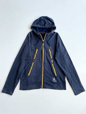 Jordan Flight Navy Zip-Up Hoodie with Yellow Zips (M)