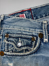 True Religion Billy Giant Big T Distressed Bootcut Jeans (W:34) (L:40)