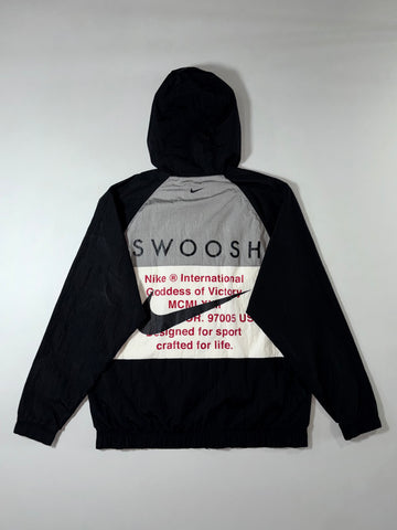 Nike Black & White Colorblock Hooded Windbreaker (XL)