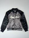 Karl Kani Satin Varsity Jacket – Dark Grey & Black (S)