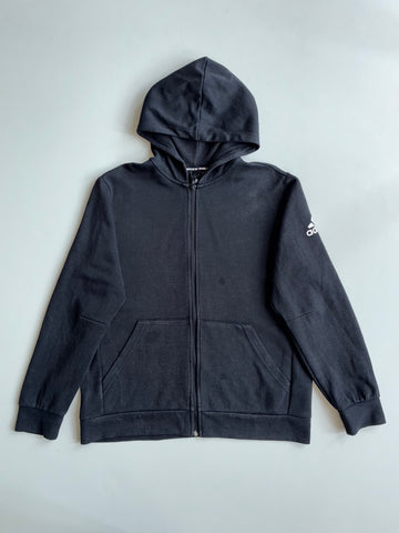 Adidas Black Full Zip Hoodie – Minimal Sleeve Logo (XL)