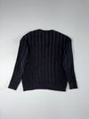 Chemise Lacoste Black V-Neck Knit Sweater with Crocodile Logo(XL)