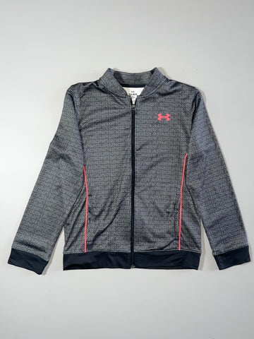 Under Armour Grey Camo Print Track Jacket Neon Pink Zip Loose Fit Size (S)