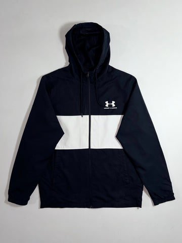 Under Armour Colourblock Hooded Windbreaker – Black/White (L)