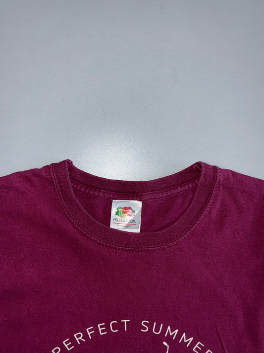 Fruit of the Loom “Perfect Summer Vieux-Boucau France” Souvenir Graphic Tee Burgundy (M)