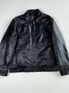Vintage Conbipel Black Leather Collared Zip-Up Jacket (2XL)
