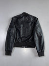 Vintage South Black Leather Bomber Jacket Jacket (S)