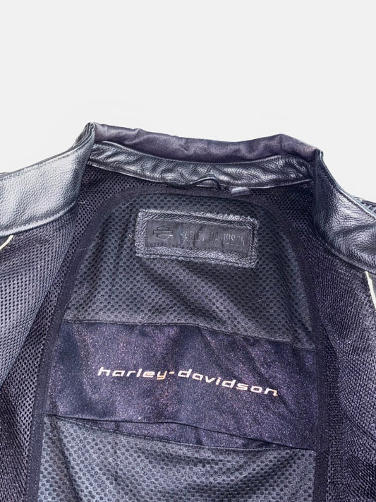 Harley-Davidson Watt Slim Fit Leather Moto Jacket Black | CE Armored | Mesh Lined (XL)