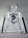 Onirari Grey Varsity Zip-Up Hoodie – Embroidered Patch | (M)