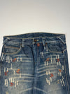Y2K Japanese Style Distressed Sashiko Stitch Denim Jeans (W:36) (L:43)