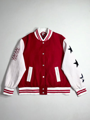 Tommy Jeans Tommy Girl Rhinestone Heart Oversized Varsity Jacket (XL/2XL)