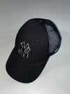 New Era NY Yankees Black Mesh Trucker Cap – Outlined NY Logo (Adjustable)