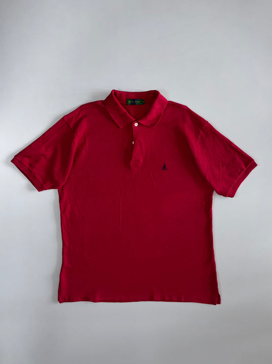 Bean Pole Vintage Short Sleeve Pique Polo — Crimson Red (L/XL)
