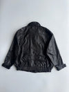 Vintage Black Leather Bomber Jacket (2XL)