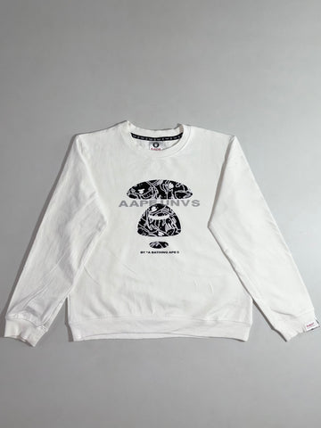 AAPE by A Bathing Ape Camo Ape Head Crewneck – White (XS/S)