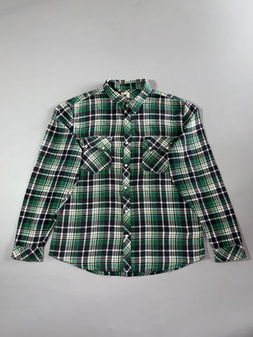 Lee Rider Flannel Western Shirt – Green Plaid Pearl Snap (XL)