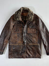 Rugged Distressed Brown Leather Jacket (Xl)