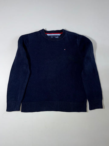 Tommy Hilfiger Navy Cotton Knit Crewneck Sweater – (XS)